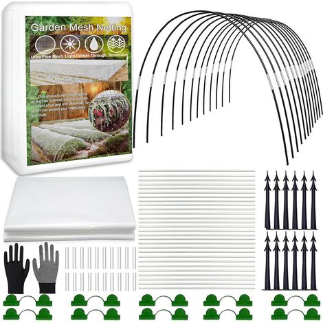 Lot de 30 tunnels de plantation, 3 x 15 m, filet anti-insectes, tunnel en film pour plate-bande surélevée, filet de protection des légumes, filet de protection contre les insectes, filet (1/5)