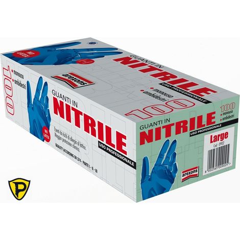 Guanti in Nitrile Monouso BLU da Lavoro Senza polvere Arexons 100 pz – Tg. XL