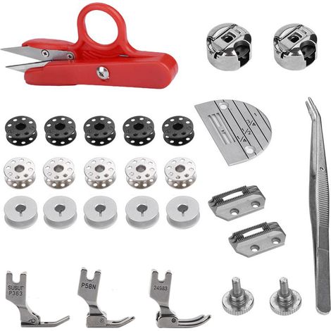 27 pièces d'accessoires pour machine à coudre industrielle à plat, jeu d'outils et pièces de rechange standards (1/5)
