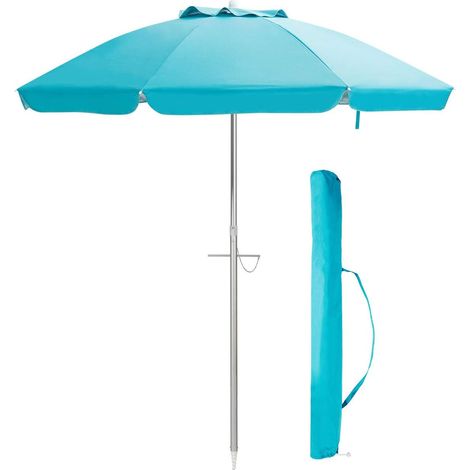 COSTWAY 200cm Sonnenschirm Marktschirm Gartenschirm neigbar Alu Terrassenschirm mit Tragetasche Blau