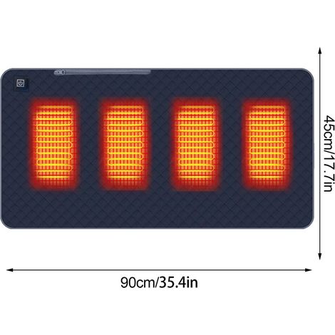 Coussin chauffant de siège, 3 niveaux de température, lavable, portable, pour la maison et l'extérieur, 45 x 90 cm, bleu marine