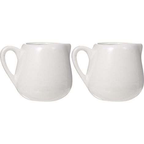 Set mit 2 kleinen Keramik-Milch-/Soßenkännchen mit Henkel – 7,50 x 6,00 x 5,00 cm – Weiß (1/4)