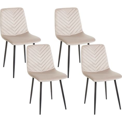 Conjunto de 4 sillas de comedor moderno patas de hierro terciopelo beige Havre