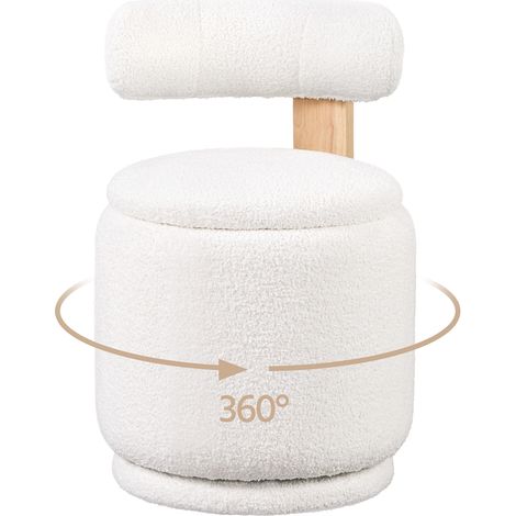 Yaheetech Pouf Coiffeuse Rotatif 360° avec Rangement, Blanc (1/5)