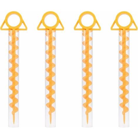 Piquets de Tente Spirale Sardine Tente Tent Peg Tente en Spirale Durable Piquet de Tente en Plastique Piquets de Tente 30 cm pour Tentes, Trampolines, Animaux de Compagnie, avec Tube, 4 Pièces (1/5)
