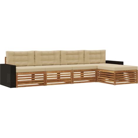 Ensemble de canapés d'extérieur 5 pc Naturel et Beige Polyester vidaXL