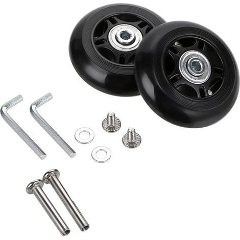 Set mit 2 Ersatz-Kofferrollen 70 x 24 mmGummi und MetallEinfache InstallationKompatibel mit Möbeln und Rollstühlen (1/4)