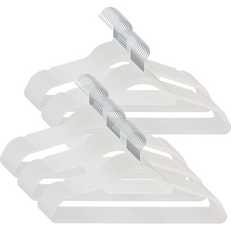 Lot de 50 cintres pour costume Peu encombrant Antidérapant Velours Blanc