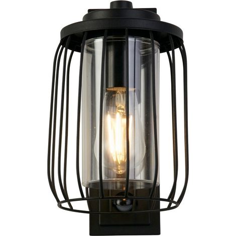 Applique Exterieure REED métal filaire noir avec diffuseur Polycarbonate transparent E27 max 40w Haut 27cm Larg 16cm Av detecteur infrarouge (1/3)
