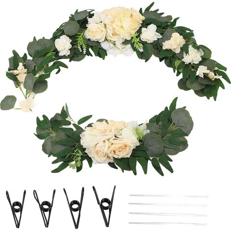 Ensemble de guirlande de fleurs artificielles pour décoration de mariage, arche florale, cérémonie, réception et panneaux de bienvenue (réf. 18051-XBS) (1/5)