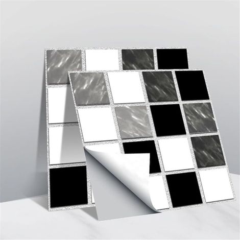 Pegatinas de azulejos 3D, mosaico, autoadhesivas, para cocina, baño, dormitorio, impermeables, 10 x 10 cm (A, 30) (1/5)