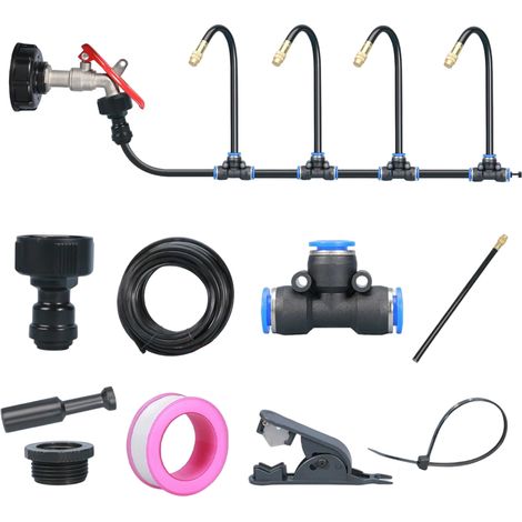 1 Kit Système d'irrigation goutte-à-goutte, buse en laiton, tuyau PE, ajustement 360°, pour serre, potager, terrasse (1/5)