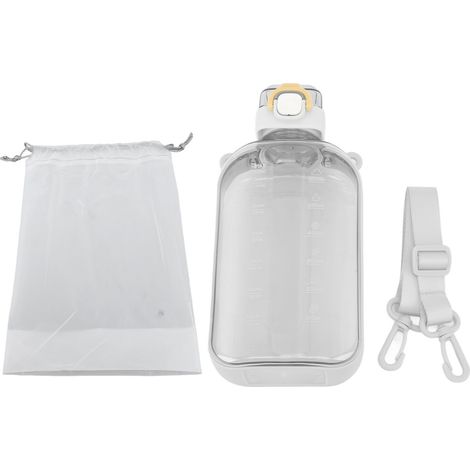 Gourde de sport 750ml/25oz grande capacité, bouteille d'eau motivante avec marqueur de temps et sangle d'épaule, blanche, portable. (1/5)