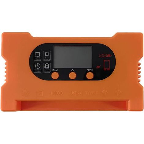 Régulateur de Panneau Solaire 12V/24V 20A, Contrôleur de Charge Solaire PWM avec écran LCD réglable, double port USB, réglage de minuterie et paramètres automatiques (1/5)