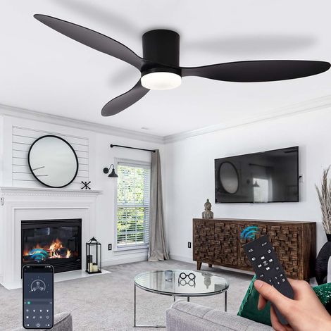 Lampe Ventilateur Plafond Avec Lumiere Et,Noir, Telecommande Silencieux 6 Vitesses Plafonnier Led Ventilateur De Plafond Dimmable Lustre Avec Ventilateur Minuterie Pour Chambre À Coucher Salon (1/5)