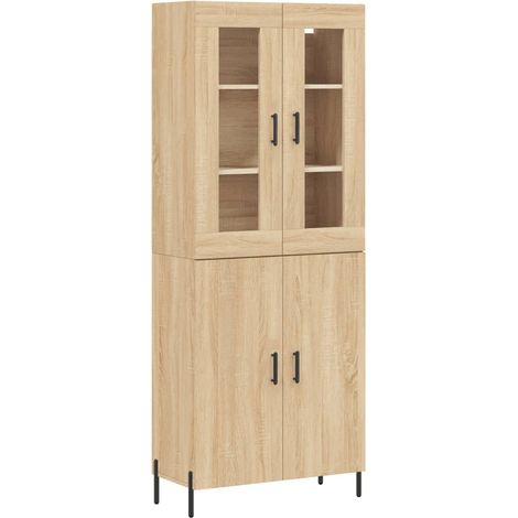 Buffet，Bahut，Meuble de Rangement haut Chêne sonoma 69,5x34x180 cm Bois d'ingénierie CFW47101 (1/5)