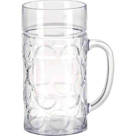 Kunststoffbecher, bruchsicher, wiederverwendbarer Trinkbecher mit Henkel für Bar, Party, Hochzeit, Picknick, transparent, 500 ml oder 1000 ml