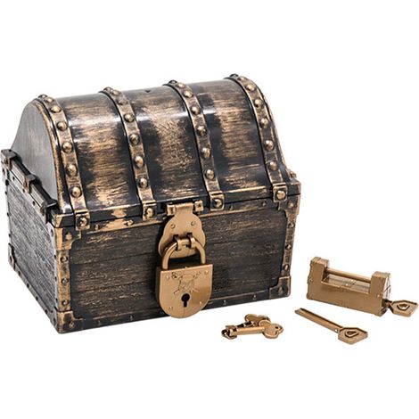 Coffre au trésor pirate vintage boîte rangement bijoux enfants jouets coffre décoration fête accessoires organiseur (1/5)