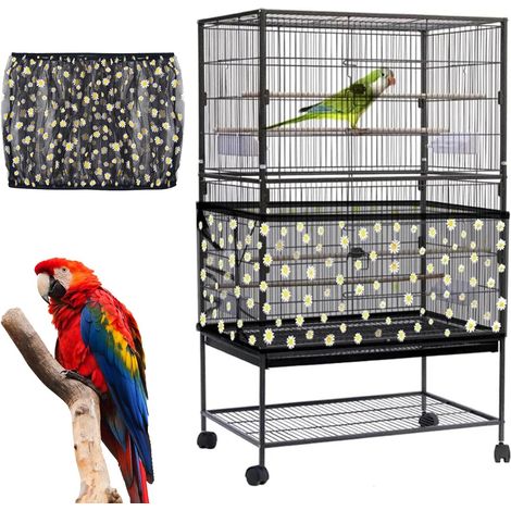 Filet Cage Oiseaux Maillot Filet Protection Perroquet,Couverture de Cage à Oiseaux Graines Cage Cordon De Serrage Réutilisable pour La Nourriture (1/5)