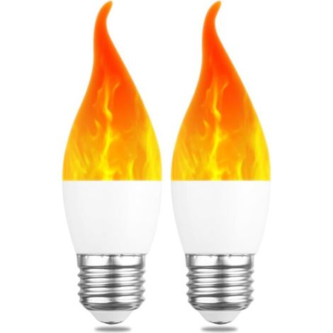Ampoule à Flamme LED, 2W E27 Ampoule à Effet de Flamme, Ampoule à Lumière Vacillante, 3 Modes D'éclairage, Lampes D'ambiance Décoratives (2 Pcs) (1/5)