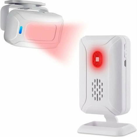 Motion Detector, Wireless Doorbell, Home Alarm System Kit with 1 Sensor and 1 Receiver, Electronic Sensor Welcome Device for Shops, Offices, Front Doors——