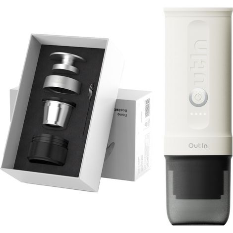 Set OutIn Nano Espressomaschine + Basket Plus Weiß