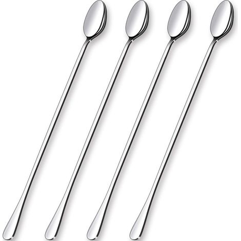 Cuillère À Mélanger - 30 Cm - Acier Inoxydable 18/10 - Pour Boissons Fraîches Cocktails Glaces - Lot De 4