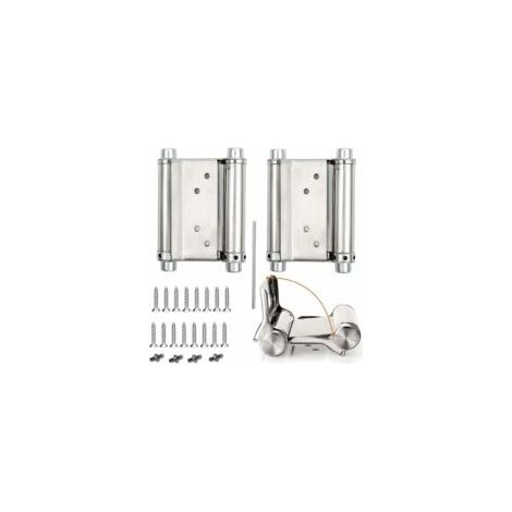 2Pcs Charnières de Porte de Saloon - Gond Porte Battante - Charnière à Ressort - Capacité de Charge Jusqu'à 15 Kg - 76mm (3inch)- Crezuo (1/4)