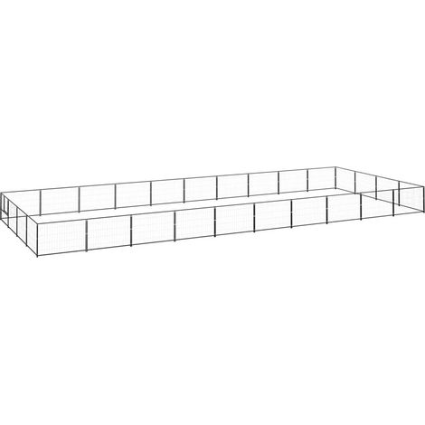 Cuccia da esterno gabbia recinto parco animali cane nero 40 m² acciaio 020000534