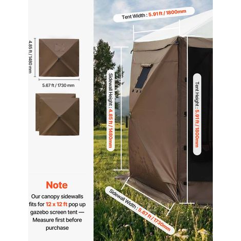 Paroi Latérale de Tonnelle 1,73x1,48 m Panneau Latéral de Tente Tonnelle Lot de 3 pour Événements Stands Vendeur, Couche Imperméabl… (1/5)