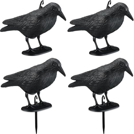 Corbeau Anti-Pigeon, Lot de 4, à Poser et Suspendre, effaroucheur Oiseaux, pour Jardin et Balcon, Noir (1/5)