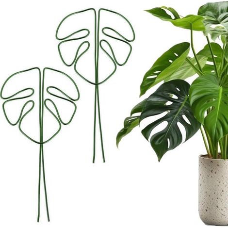 Dailygoods Monstera Pflanzenstütze, 2er Set, Aluminium mit einzigartigem Blattdesign für Zimmerpflanzen, vielseitige Stängelstütze für Alocasia u (1/5)