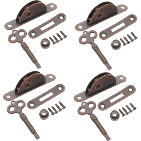 Lot de 4 verrous de porte à clé style rétro pour meubles anciens (1/5)