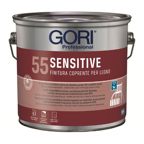 GORI 55 SENSITIVE finitura coprente per legno interno ed esterno- 8000 Bianco Ral 9010 2,5 L