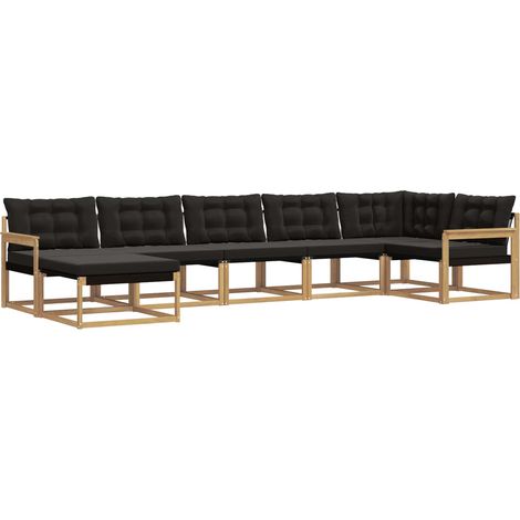 Outdoor-Sofagarnitur 7 Stk. Weiß und Schwarz Massivholz Akazie vidaXL (1/5)