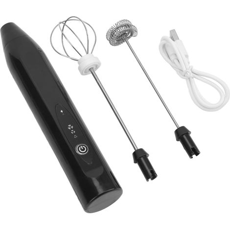Mixeur électrique portatif rechargeable USB, poignée antidérapante, fouet mixeur à 2 têtes pour pâtisserie maison et boutique, noir (1/5)