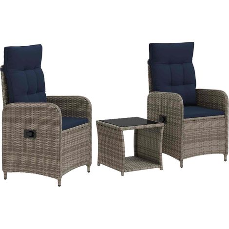 Garten-Lounge-Set 3 stk. Grey and Navy Blue 45 x 45 x 40 cm vidaXL (1/5)