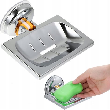 Seifenschale aus Chrom mit Saugnapf, Seifenablage für die Dusche (1/5)