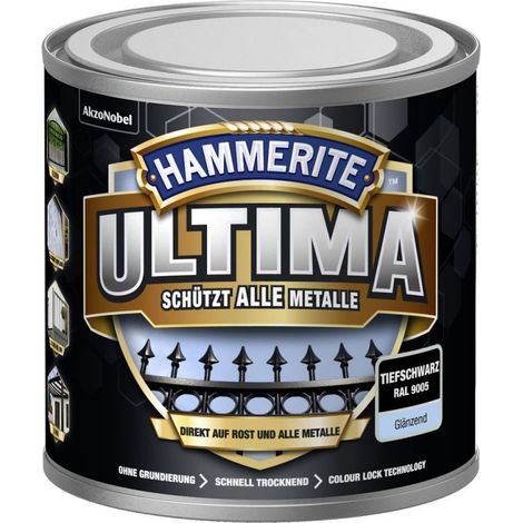 Hammerite Metallschutzlack ULTIMA glänzend tiefschwarz RAL 9005 250 ml Metallschutzlack