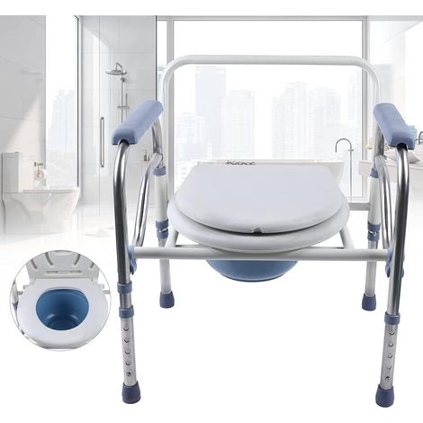 Chaises d'aisance, chaise d'aisance pour personnes âgées pour adultes, siège de douche pliant, réglable en hauteur, capacité de charge jusqu'à 150 kg, siège de douche d'aisance (1/5)