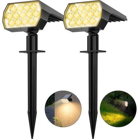 Solarbetriebener Weihnachtsstrahler – Ideal für Gärten, Wege, Höfe, Pools, Terrassen usw. – 2er-Pack, warmes Licht (1/5)