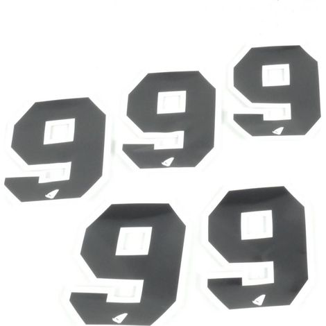 5 UFO-Aufkleber für Motorrad Nummer 9 schwarz 130x100mm
