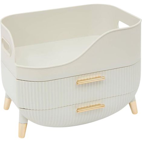 Organiseur 2 Tiroirs "Alba" 26cm Beige (1/4)