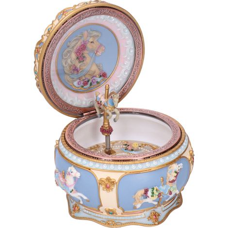 Boîte à musique carrousel lumineuse LED cheval rotatif - Décoration de bureau cadeau inspirée du Château dans le Ciel (1/5)
