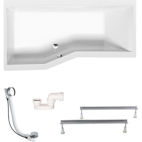 Versys 170x85 cm baignoire 2en1 asymétrique en acrylique, orientation gauche, avec pieds, blanc (70111-SET1) (1/5)