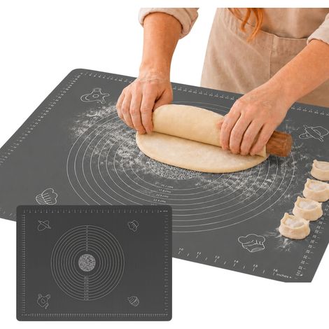 Silikon-Backbrett XXL 70 x 50 cm, graue Küchenmatte mit Skala (1/5)