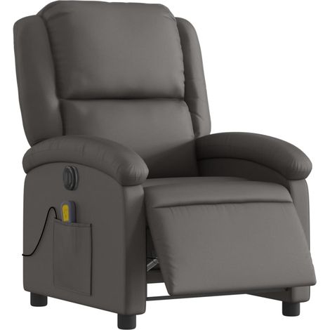 Relaxsessel Elektrisch Grau Echtleder vidaXL