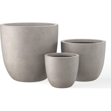 Kante Jardinière en Fibre de Verre, Béton Vieilli - 45,7 cm, 35,6 cm et 25,4 cm de Large (1/5)