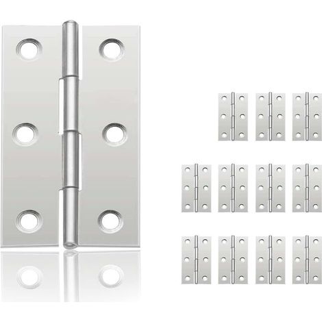 12Pcs Small Door Hinges, Stainless Steel Hinge, DIY Door Hinges for Cupboard Door Piano Hinge Jewelry Boxes Home Furniture Hardware Cabinet(44mm32mm) (1/3)
