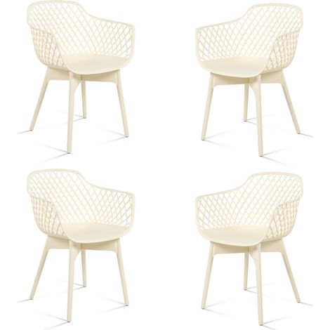 Moderne Esszimmerstühle, 4er Set, Wetterbeständige Kunststoff-Café-Stühle mit Ergonomischer Rückenlehne und Rutschfesten Pads, Geeignet für Terrasse, Restaurant, Garten (1/5)